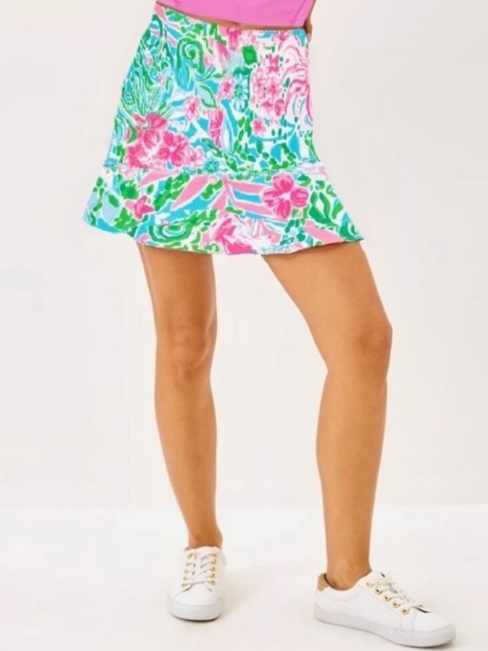 NWOT Lilly Pulitzer Zadora Luxletic Skort Amalfi Blue Leaf it Wild Size XL